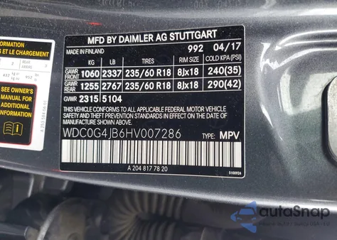 2017 Mercedes-Benz Glc 300 z USA, uszkodzony, nr VIN WDC0G4JB6HV007286